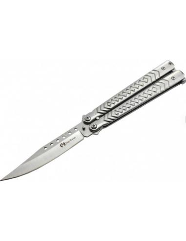 COUTEAU PAPILLON LAME ACIER MANCH SILVER ACIER - MAXKNIVES